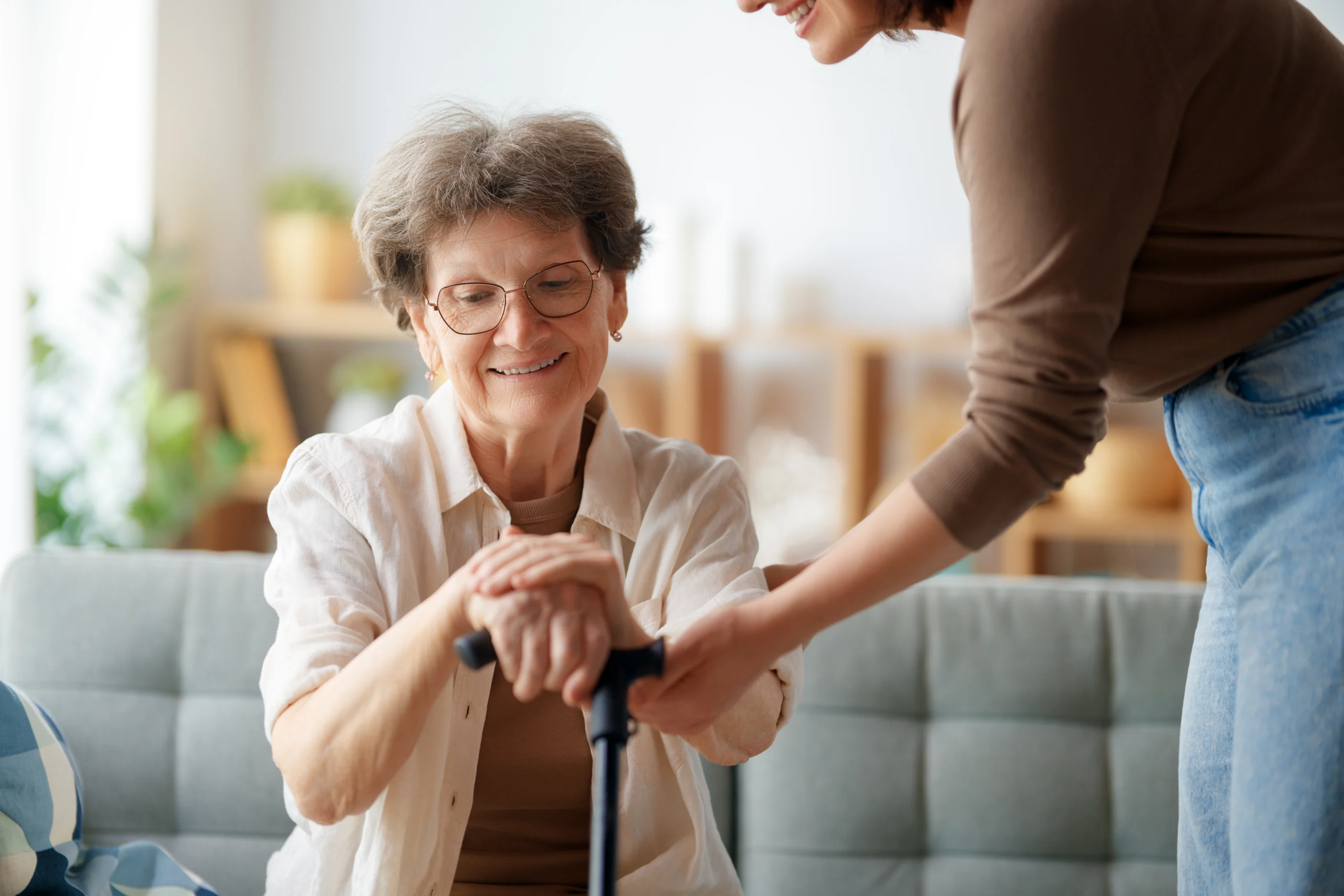 Happy patient and caregiver